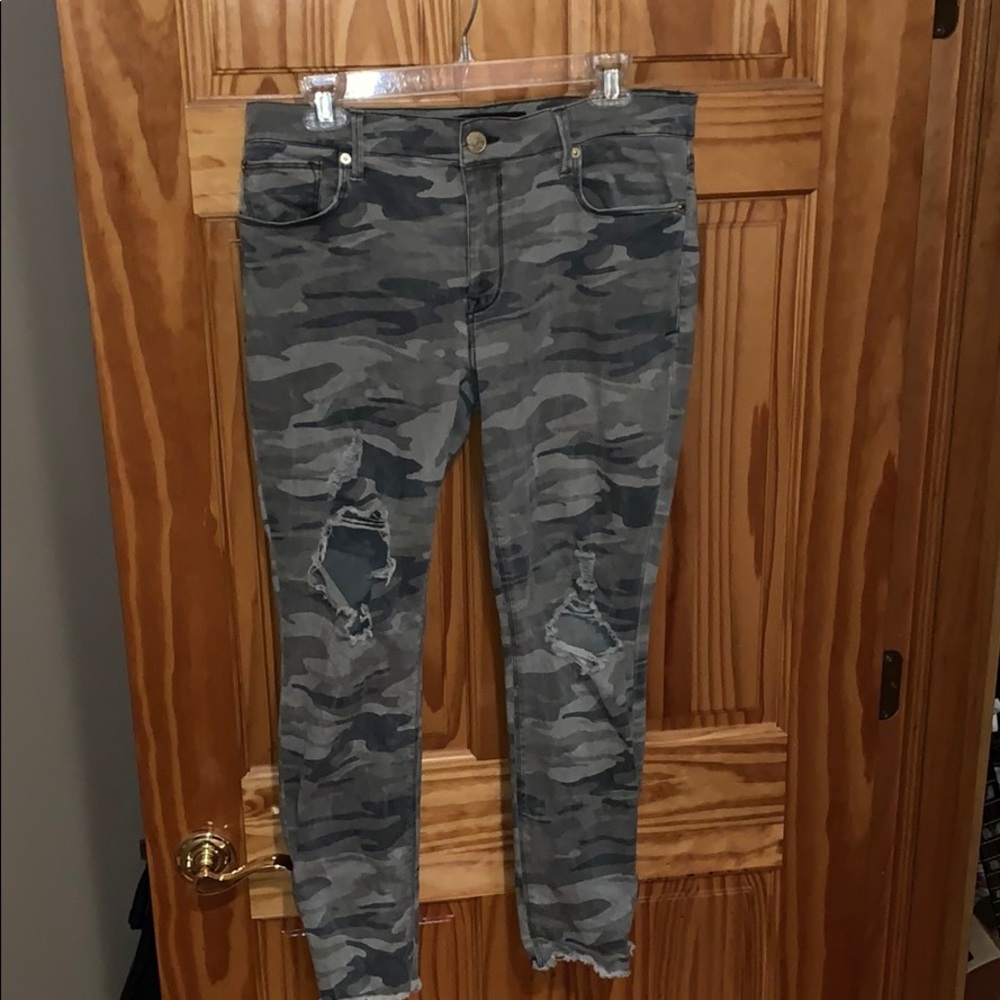 Express Mid Rise Stretch Camo Jeans